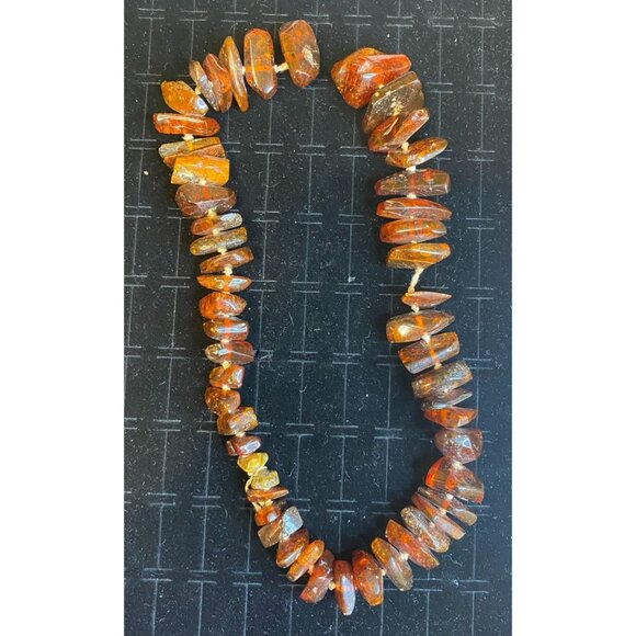 Amber Vintage Necklace Strand Beads Chips Chunks Jewelry